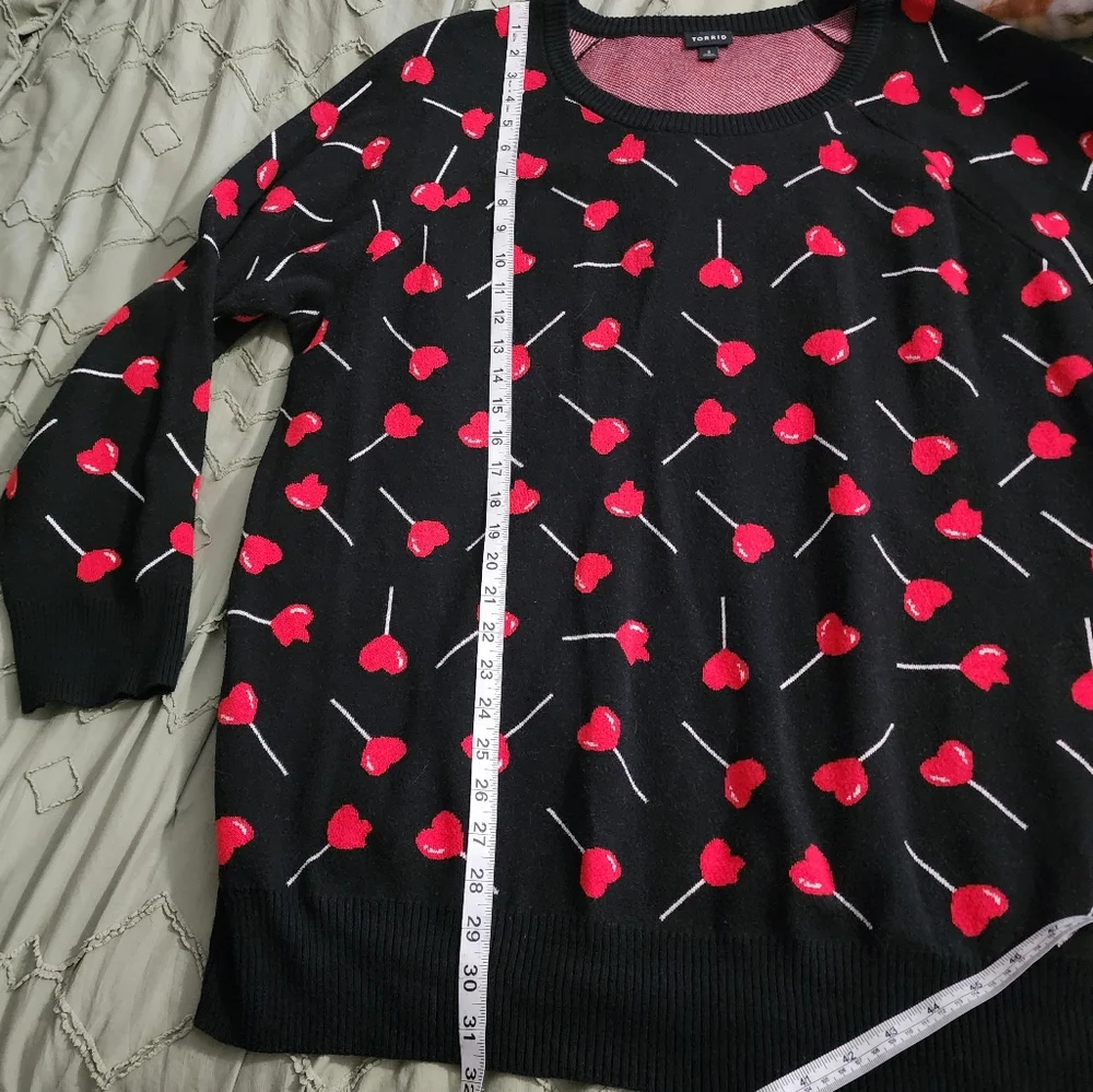 Torrid Black Sweater with Red Floral Pattern - Picture 6 of 6